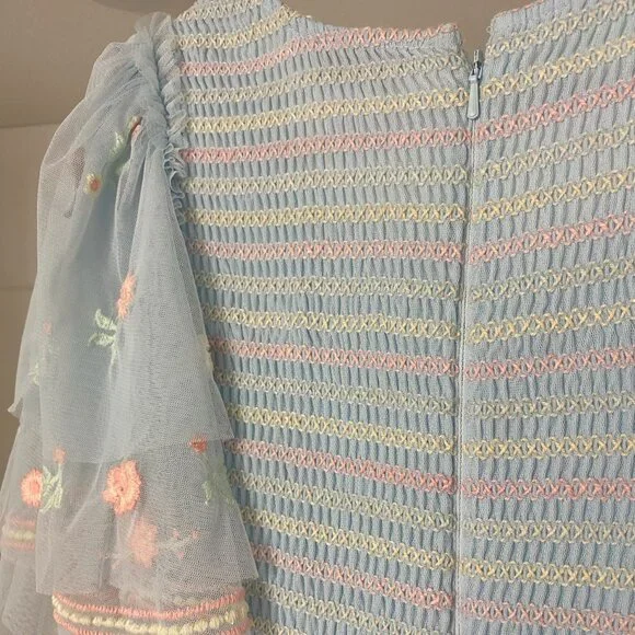 Ivy City Co Blue Embroidered Chantilly Dress - Picture 9 of 9